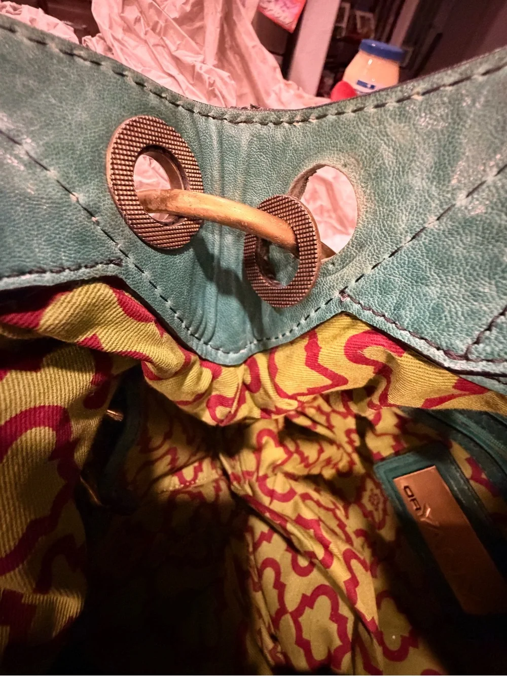 orYANY Teal Green Braided-Handle Hobo Bag